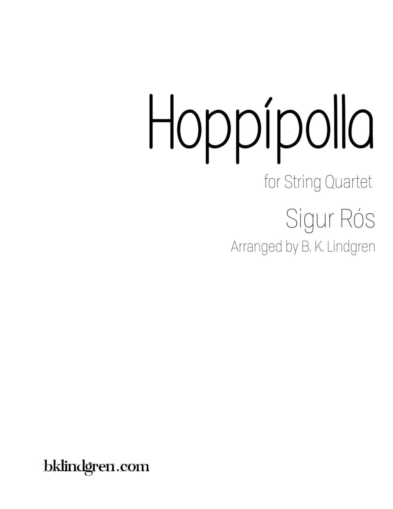 Hoppipolla by Sigur Ros - for String Quartet