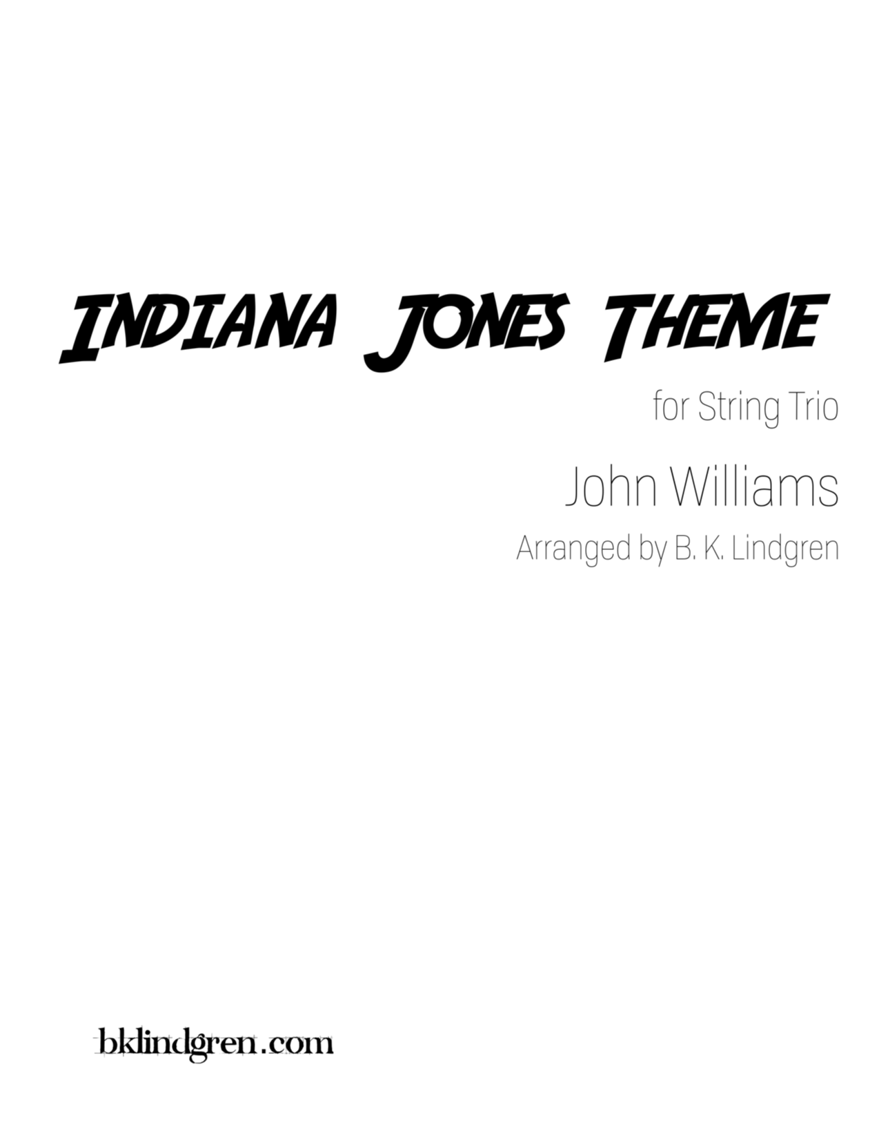 Indiana Jones Theme by John Williams – For String Trio